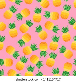 Summer colorful tropical pineapple vector seamless pattern background