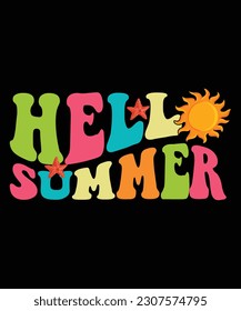 summer colorful t-shirt, Hello summer t-shirt