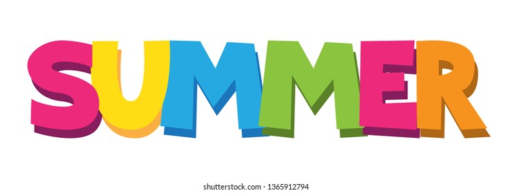 SUMMER colorful two-tone hand lettering banner