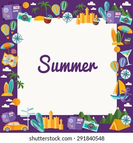 Summer colorful vertical banners with summer elements