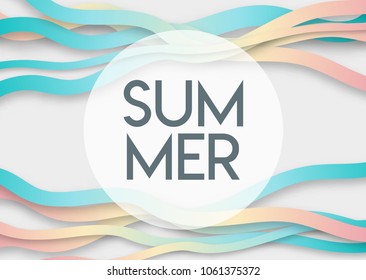 Summer colorful waves banner, poster. Summer season for greeting card, invitation template. Retro, vintage lettering vector template