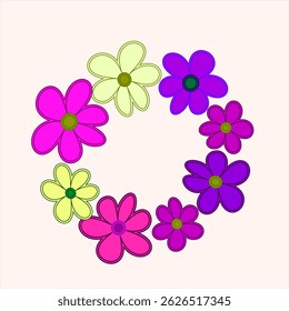 Summer colorful wreath of colorful flowers