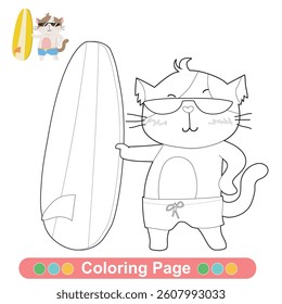 Summer coloring page for children. Color worksheet activity. Education about color. Education for preschool.