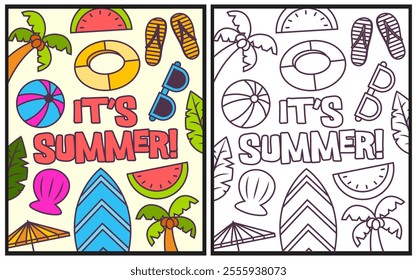 It's summer coloring page vector illustration