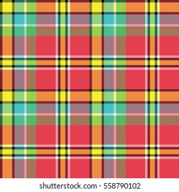 Summer colors check fabric texture seamless pattern. Vector illustration