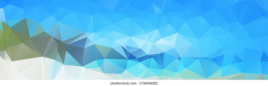 Summer Colors Low Poly Polygonal Banner Background with Triangles