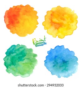 Summer colors vector watercolor splashes set