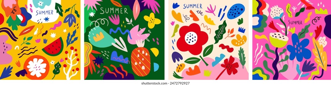 Summer colourful backgrounds. Beautiful bright spring, summer wallpapers, posters, covers, cards with flowers, leaves, floral bouquets, flower compositions.
