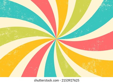 Summer Colourful Groovy Retro Burst Background