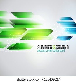 Summer is coming. Abstract background. Green vector with lighting effect.