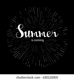 Summer is coming background isolated on black. Vector illustration