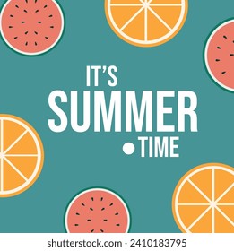 summer is coming background vector with tropical fruits