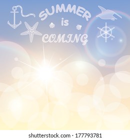 Summer is coming creative illustration idyllic poster eps10