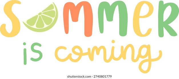summer is coming cute font text hand drawn green lime illustration
