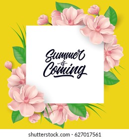 Summer is Coming Lettering With Flowers