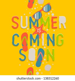 Summer coming soon, creative graphic background, vector illustration. 