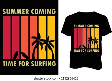 summer coming time for surfing t shirt design, surfing t shirt design