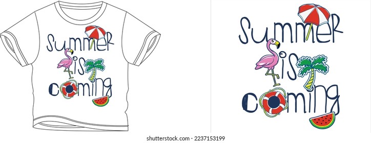 Summer is coming t-shirt design background color is a white and t-shirt color is a white beautiful color and beautiful design