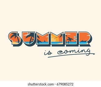 Summer is coming.Vector traveling illustration.