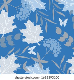 Summer composition in blue base color and its variation. Abstract vector illustration.