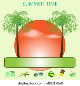 summer concept background with blank space for text, vector illustration