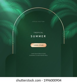 summer concept banner composed of exotic leaves. jungle botanical style background with tropical color illustration. hot season design for web page, book, editorial, promotion. vector of eps version10