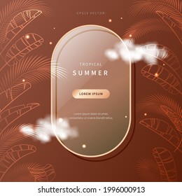 banner de concepto de verano compuesto de hojas exóticas. fondo de estilo botánico jungla con ilustración de color tropical. diseño de temporada caliente para página web, libro, editorial, promoción. vector de eps versión10