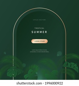 summer concept banner composed of exotic leaves. jungle botanical style background with tropical color illustration. hot season design for web page, book, editorial, promotion. vector of eps version10