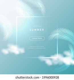 summer concept banner composed of exotic leaves. jungle botanical style background with tropical color illustration. hot season design for web page, book, editorial, promotion. vector of eps version10