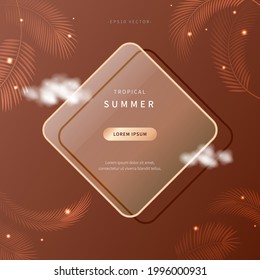 Sommerkonzept-Banner aus exotischen Blättern. Dschungel-botanischer Hintergrund mit tropischer Farbgrafik. Hot Saison Design für Web-Seite, Buch, redaktionell, Promotion. Vektor der eps Version 10