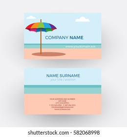 Summer concept, beach and sea. vector professional business card