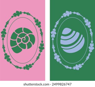 Summer concept, Bridgerton concept, Cute shells set, Wallpaper vector. Phone wallpaper, Vector illustration. Trendy summer background.