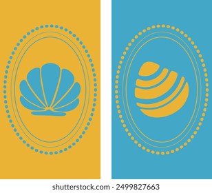 Summer concept, Bridgerton concept, Cute shells set, Wallpaper vector. Phone wallpaper, Vector illustration. Trendy summer background.
