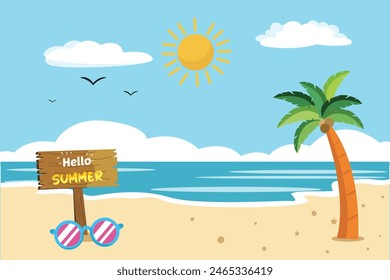 Summer Concept. Colored flat vector illustration isolated.