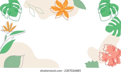 Summer concept design, abstract illustration with exotic leaves and flower. Vector