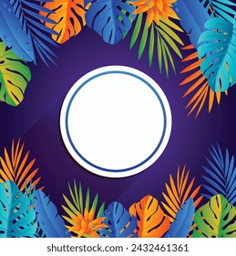 Summer concept design, abstract illustration with jungle leaves, colorful design Background