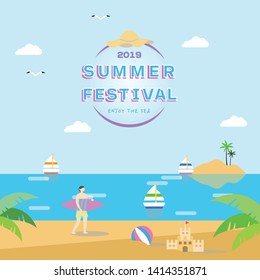 Summer concept event pop illustrations