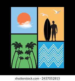 Summer Concept - graphic print , Abstract fashion drawing and creative design for t-shirts, mugs, graphic tee, sweatshirt, cases, etc. Illustration in modern style for clothes.