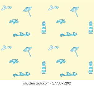 Summer Concept Illustration Set Seamless Pattern