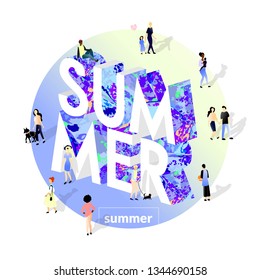 Summer concept isometric illustration