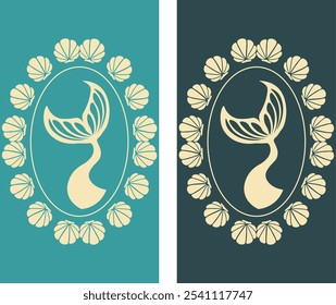 Summer concept, mermaid tail set. Wallpaper vector. Phone wallpaper, Vector illustration. Trendy background.