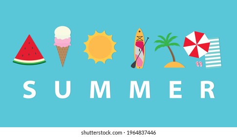 summer concept with related icons  - vector illustration