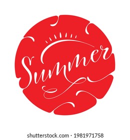 summer concept in round. red summer logo. summer word logo