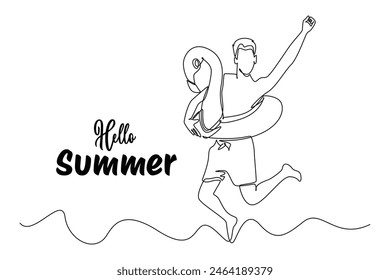 Summer Concept. Single line draw design vector graphic illustration.