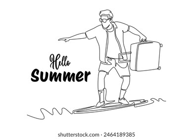 Summer Concept. Single line draw design vector graphic illustration.
