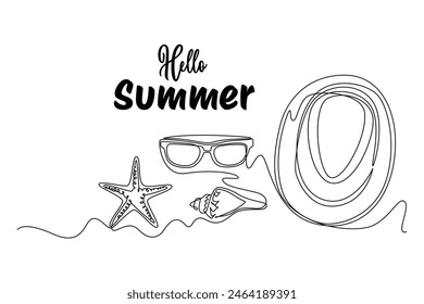 Concepto de verano. Ilustración gráfica de Vector de diseño de línea única.