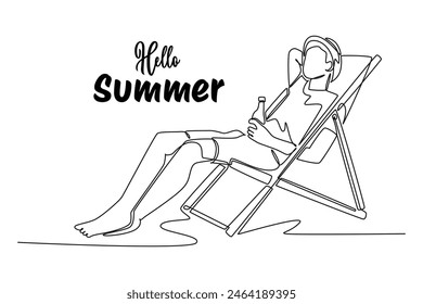 Summer Concept. Single line draw design vector graphic illustration.