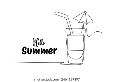 Summer Concept. Single line draw design vector graphic illustration.