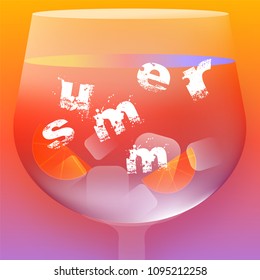 Summer concept with stylish text in a mocktail and icu cubes. 