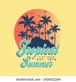 summer concept tee print design as vector